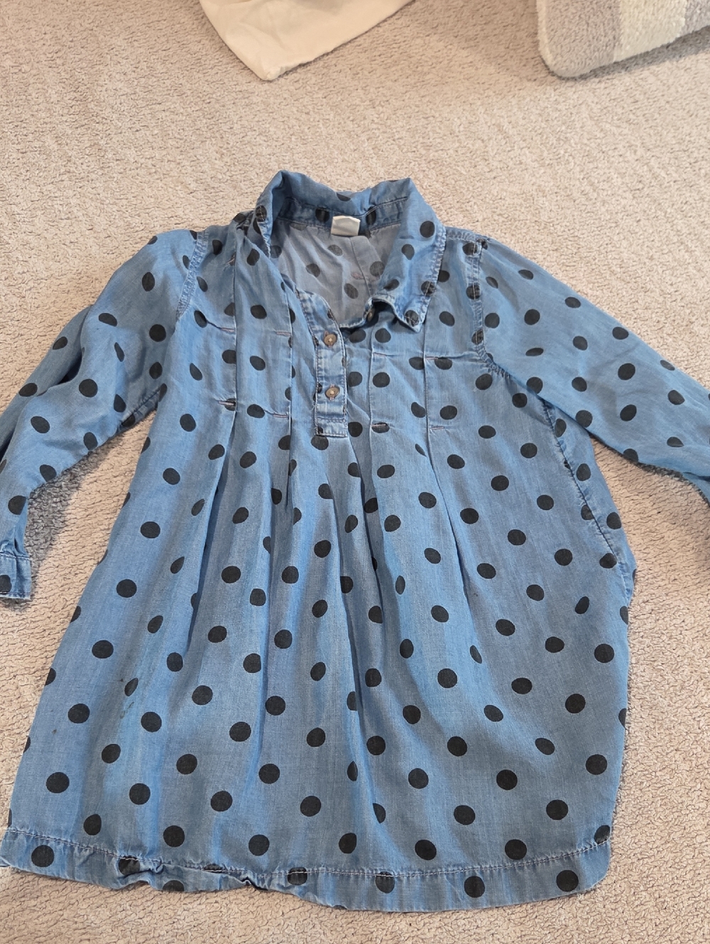 GAP Baby Light Blue Chambray Polka Dot Shirt with Black Dots